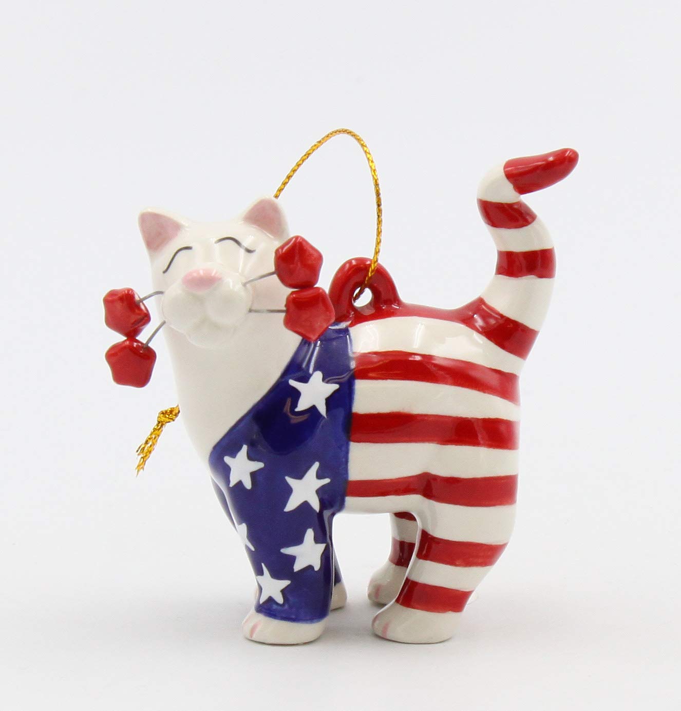 Amazon.com: Fine Ceramic American Flag Patriot Cat Figurine